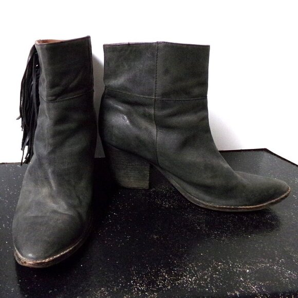 Jeffrey Campbell Roswell Grey Fringe Ankle Boots - Picture 1 of 7